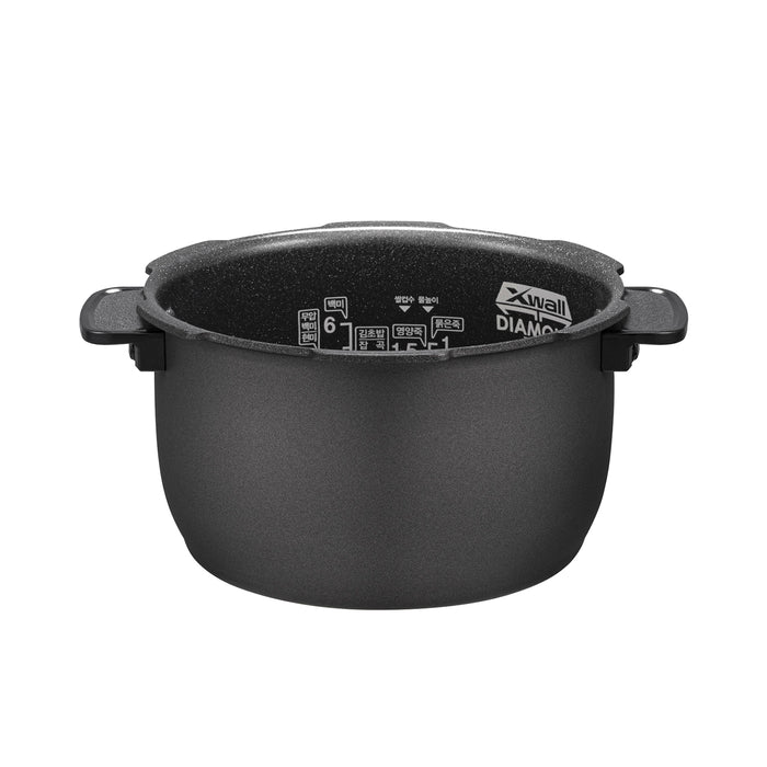 Cuckoo X-Wall Diamond replacement inner pot with nonstick interior and measurement markings. (INNERPOT-CRP-RT06)