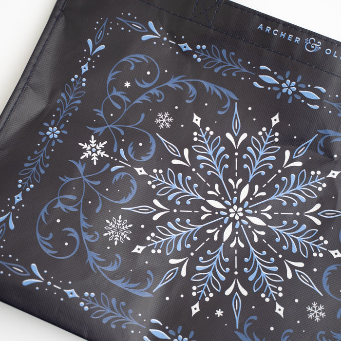 Reusable Snowflake Shopping Tote - Archer and Olive