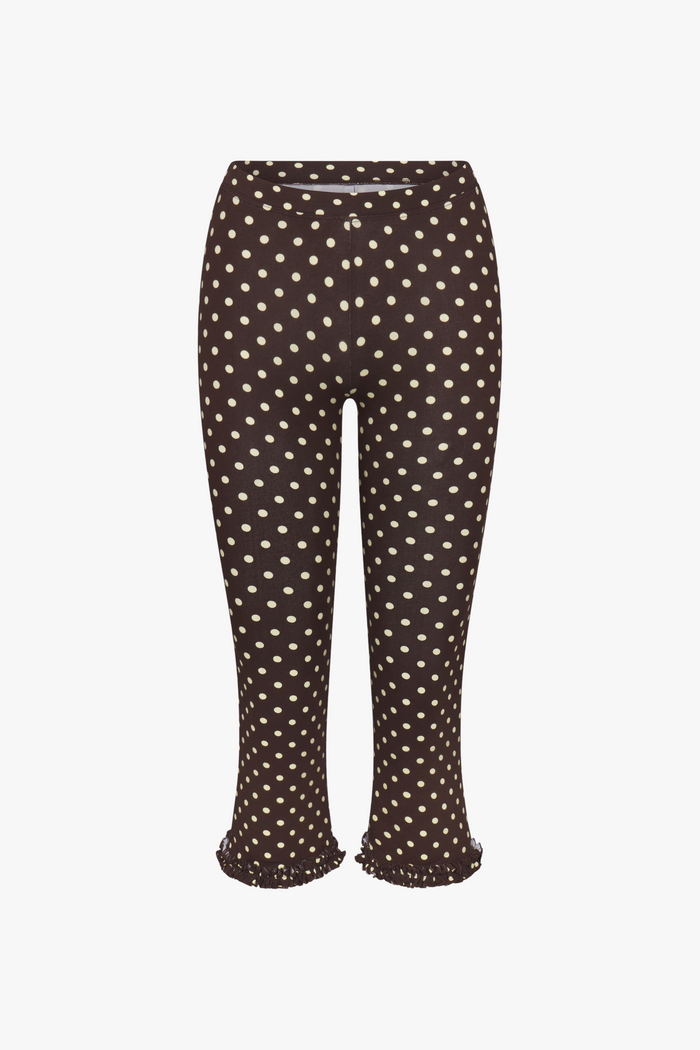 RUFFLE CAPRI IN ESPRESSO DOT