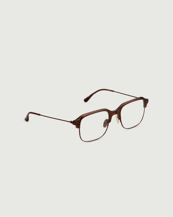 Whiskey ::Sadie Eyeglasses Square Brown castor seed front diagonal