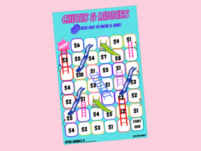 Savings Challenge Game | Chutes & Ladders | A5 Size