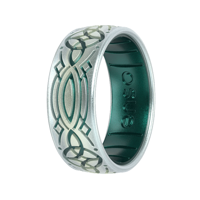 Etched Celtic Silicone Ring - Serch Bythol - Unicorn/Emerald