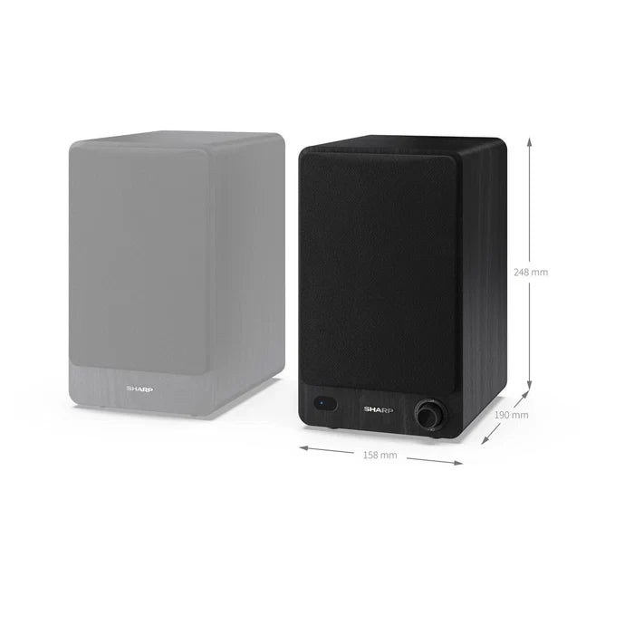 Sharp CP-SS30 BK Bluetooth 2-way Active Bookshelf Speakers Pair Black - Clearance