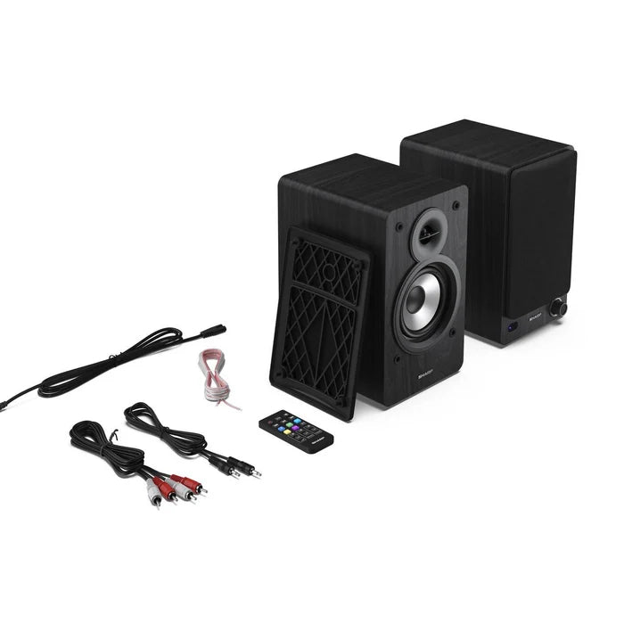 Sharp CP-SS30 BK Bluetooth 2-way Active Bookshelf Speakers Pair Black - Clearance