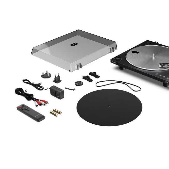 Sharp RP-TT100 Fully Automatic Bluetooth Turntable with CP-SS30 BK Active Bookshelf Speakers Pair - Black
