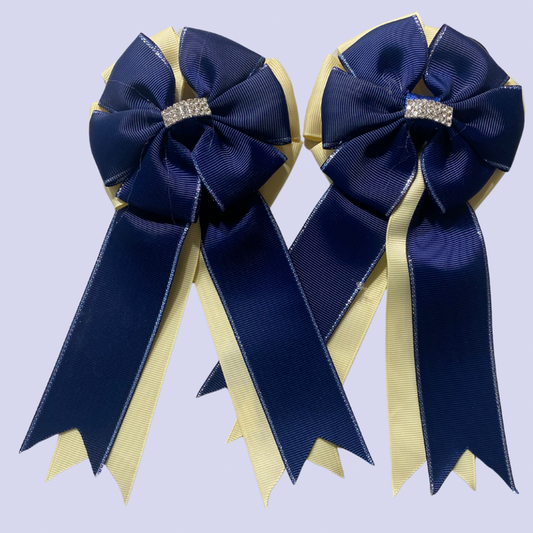 🤩 SHOW BOWS: NAVY ON BUTTER