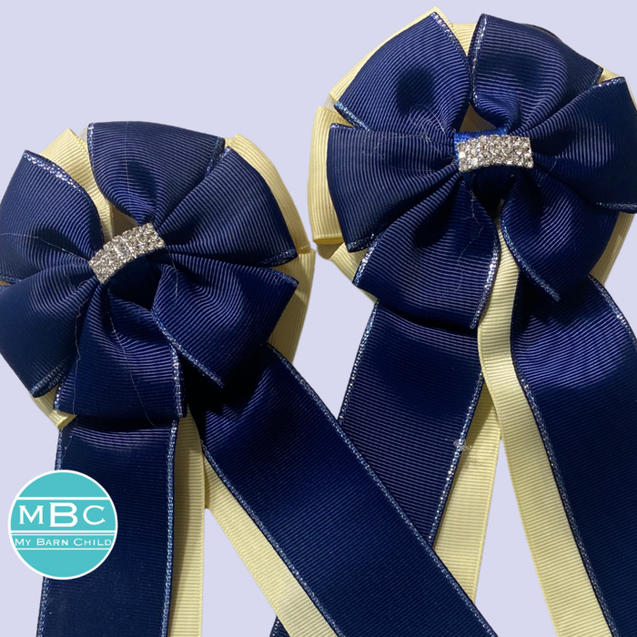 🤩 SHOW BOWS: NAVY ON BUTTER