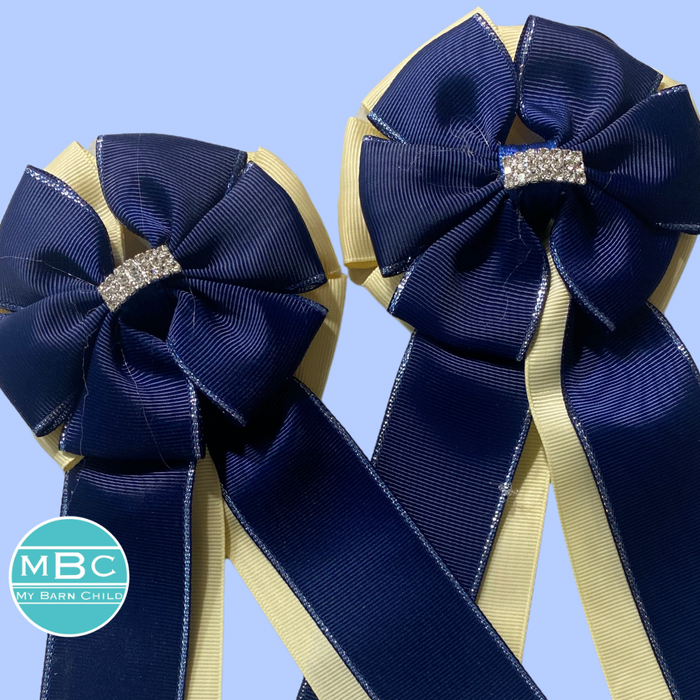 🤩 SHOW BOWS: NAVY ON BUTTER