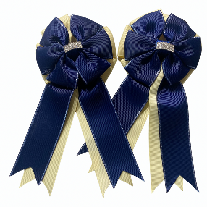 🤩 SHOW BOWS: NAVY ON BUTTER
