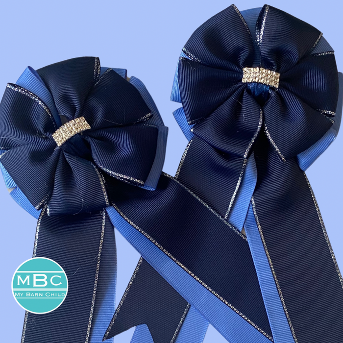 🤩 Show Bows: Navy on CornFlower