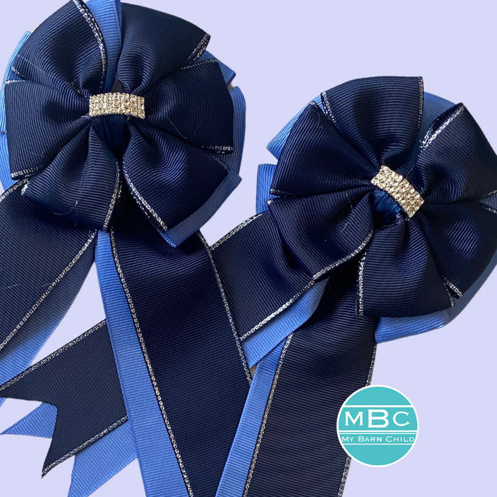 🤩 Show Bows: Navy on CornFlower