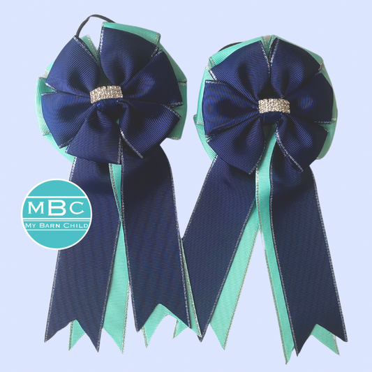 🤩 Show Bows: Navy/Tiffany