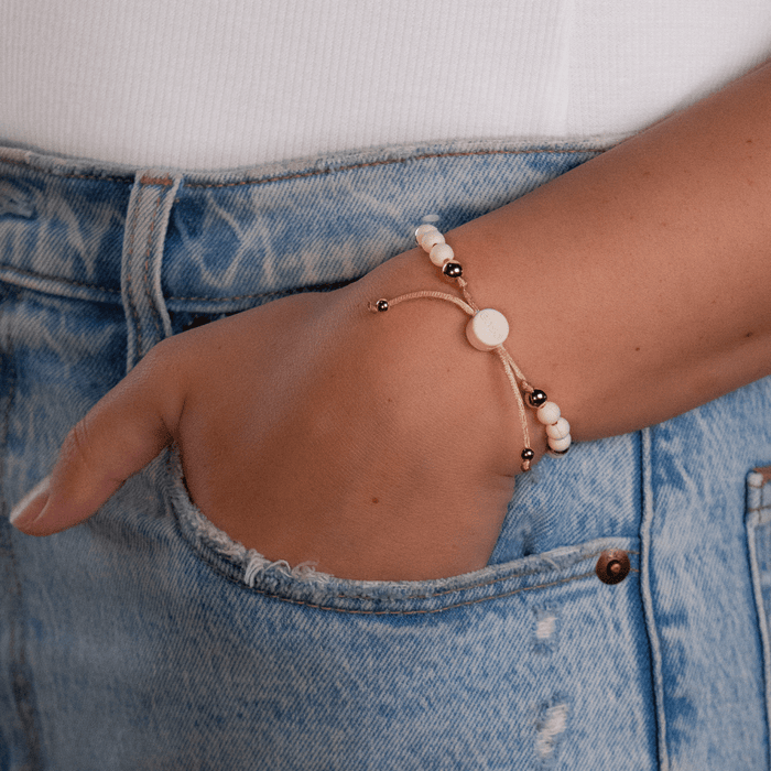 6mm Beaded Bracelet - Champagne & Gold