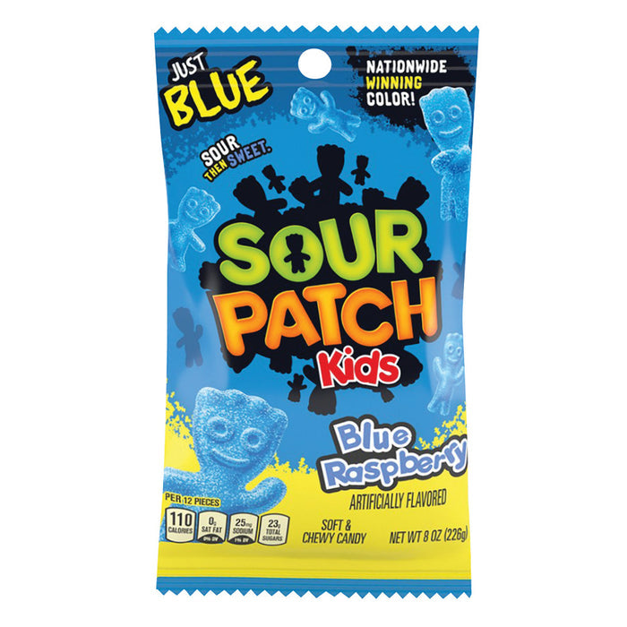 Sour Patch Kids Blue Gummy Candy Peg Bag - 12 Count
