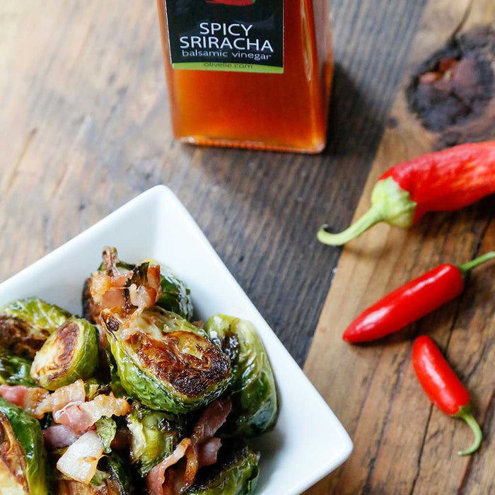 Bacon and Sriracha Roasted Brussel Sprouts