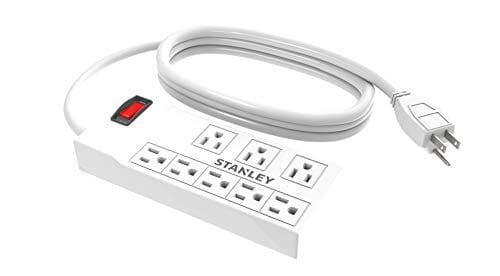 Stanley Power Max Strip 4ft White 8-Outlet design with a built in circuit breaker.-30012 ebuystt