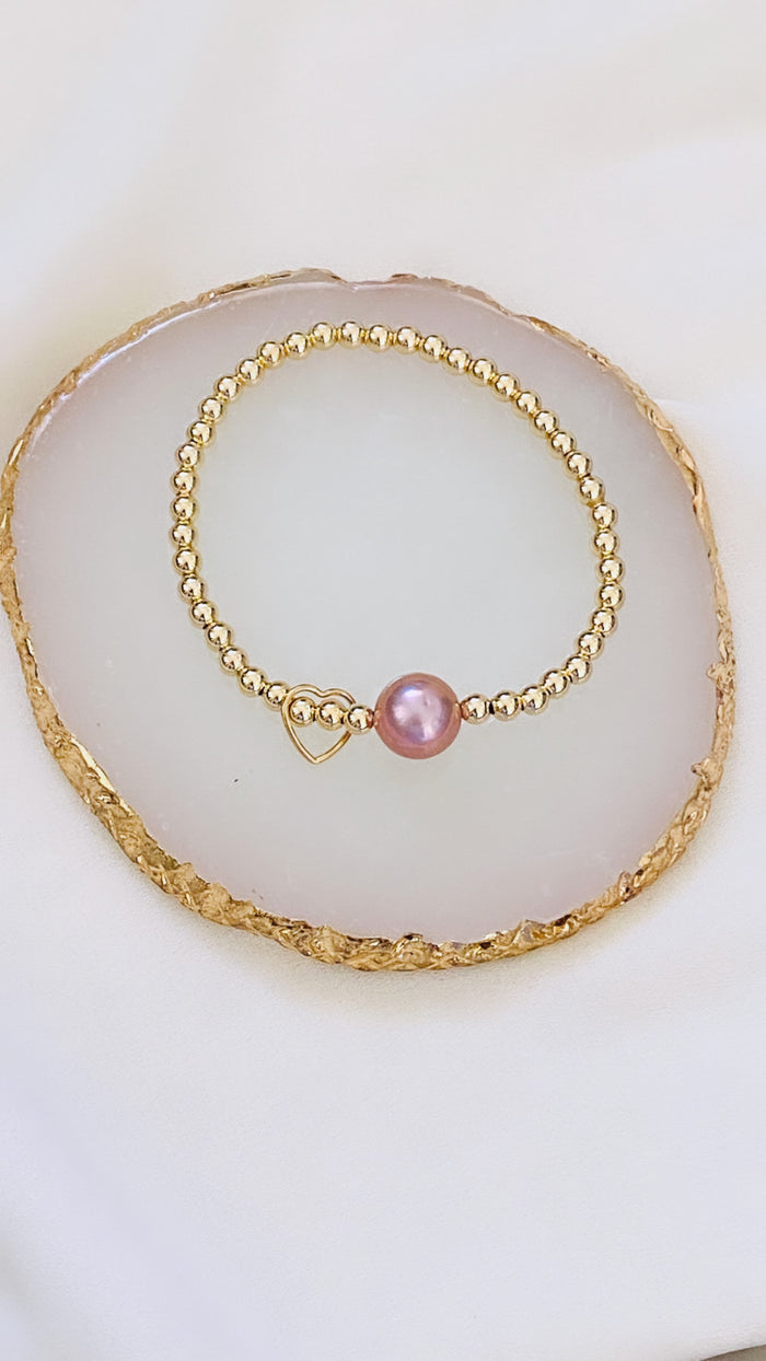 Stretch pearl x charm bracelet - 3mm