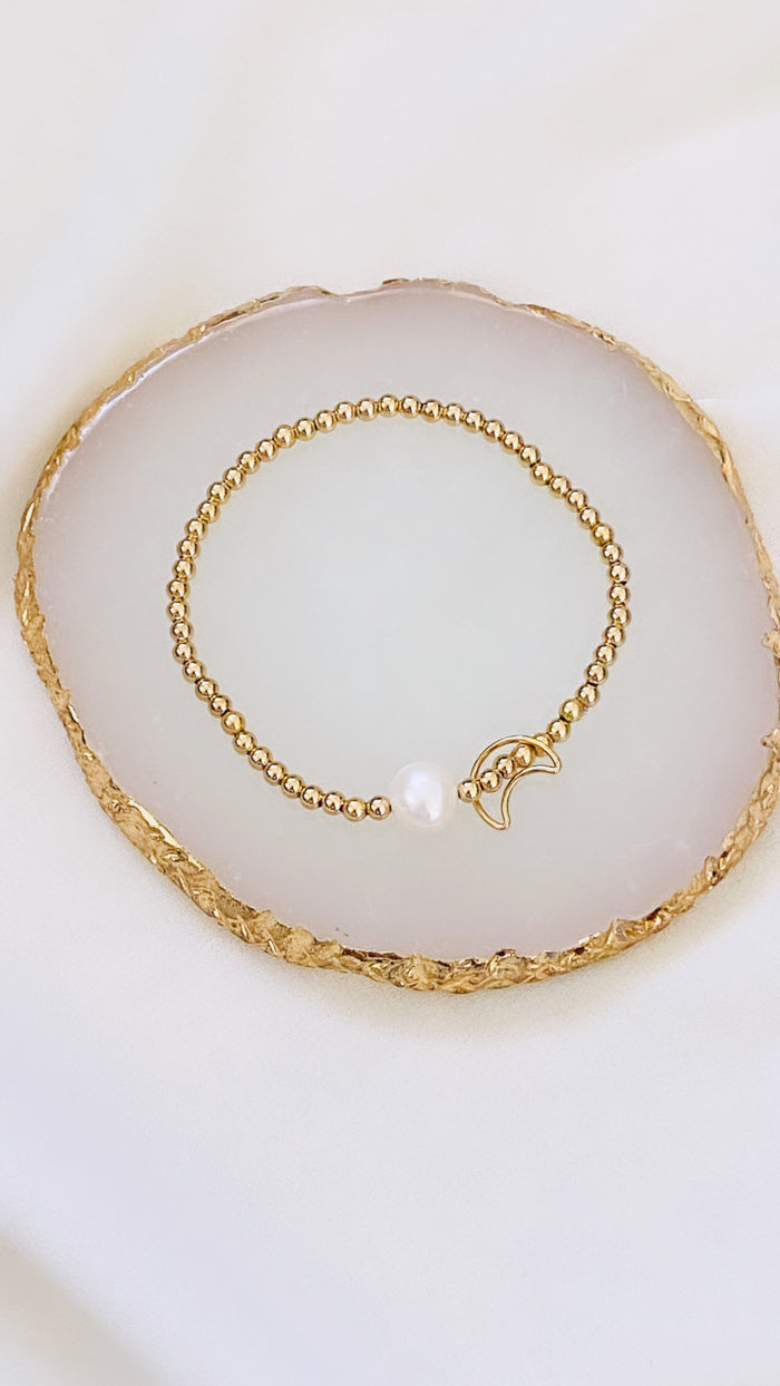 Stretch pearl x charm bracelet - 3mm
