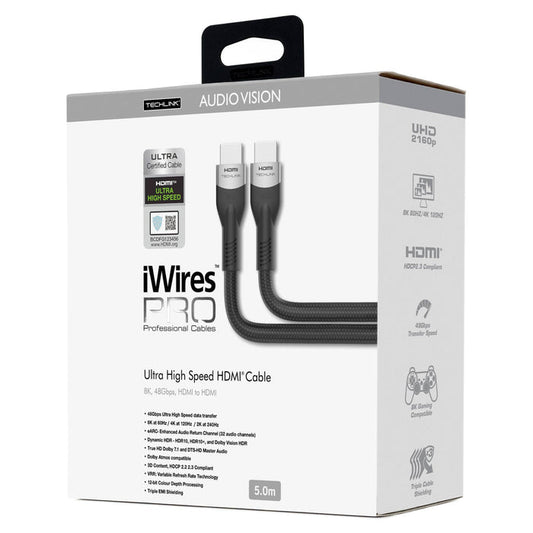 Techlink 711805 iWires Pro 8K HDMI Ultra Certified Cable - 5 Metre 5 Metre