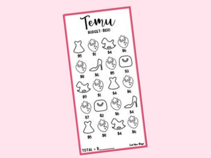 Temu | Savings Insert or Cash Envelope | Square | 100