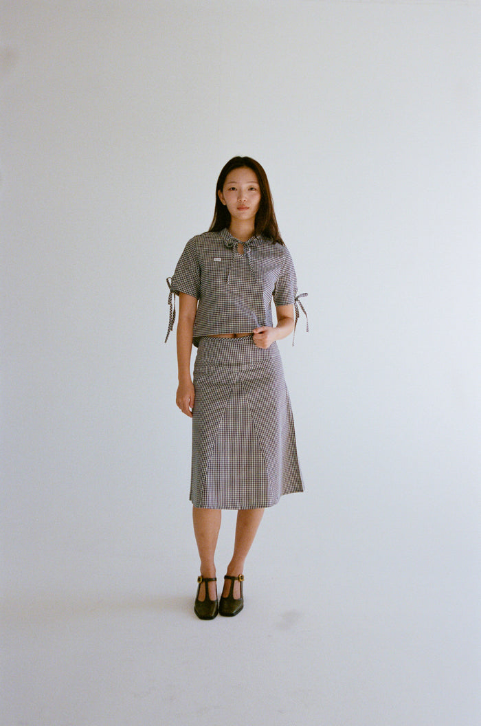 TIE POLO IN NAVY GINGHAM