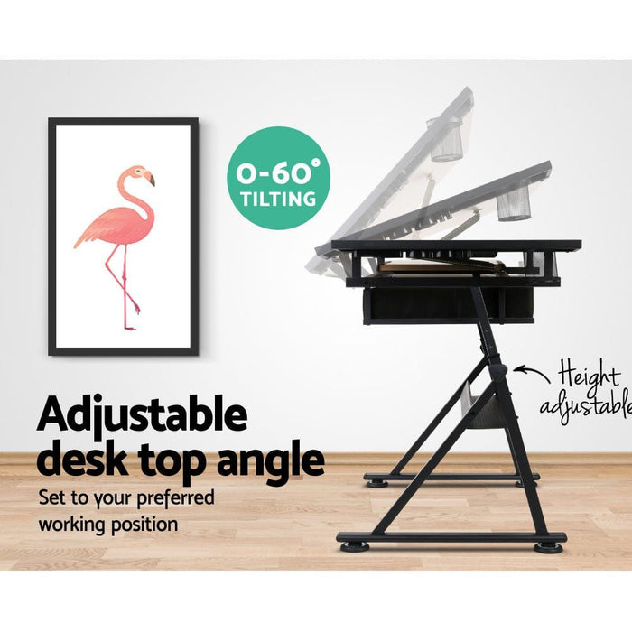 Tilt Drafting Table Stool Set - Natural & Black -Home Living Store - -