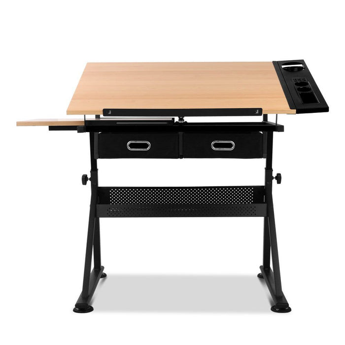 Tilt Drafting Table Stool Set - Natural & Black -Home Living Store - -