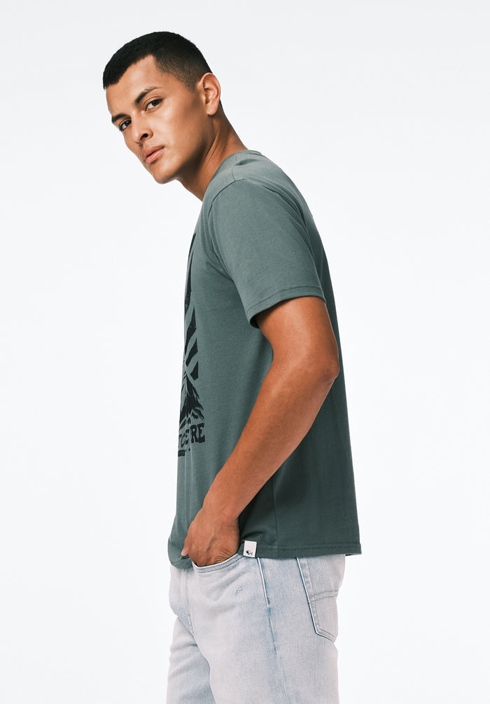 Buffalo Men T-Shirts Green Knit Tees Short Sleeve 100% Cotton Regular-Fit