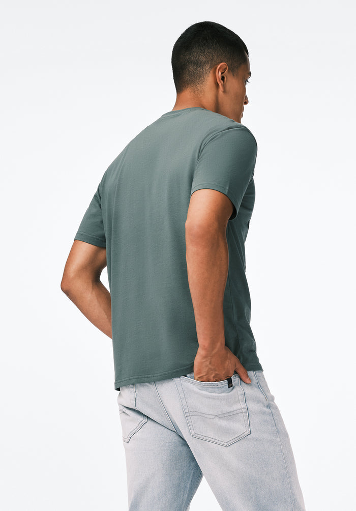 Buffalo Men T-Shirts Green Knit Tees Short Sleeve 100% Cotton Regular-Fit