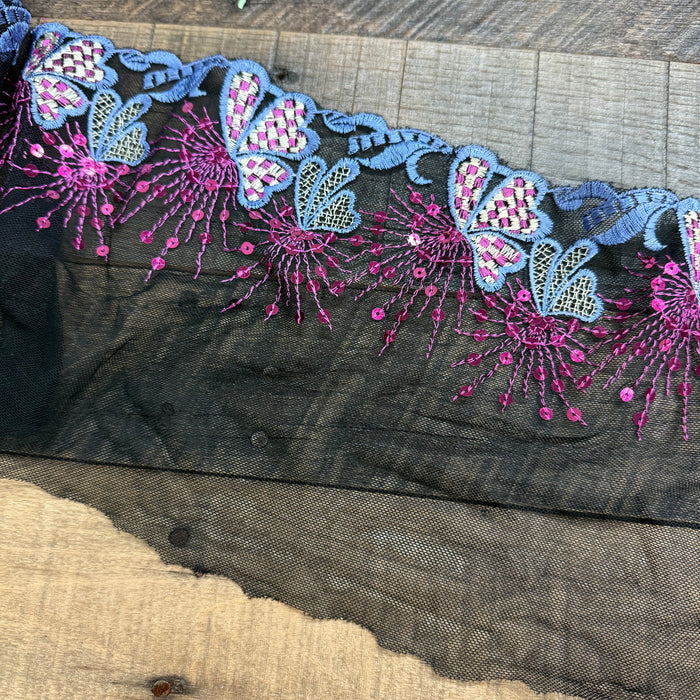 Tulle Lace "Sequined Butterly" 6"