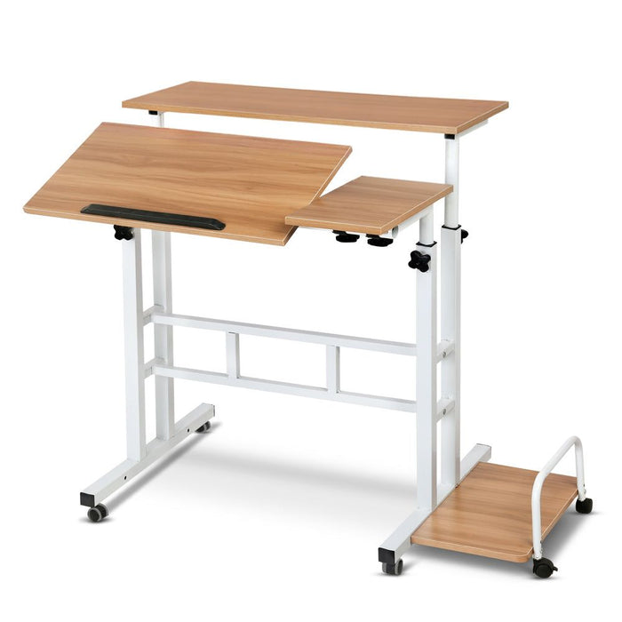 Twin Laptop Table Desk - Light Wood -Home Living Store - -