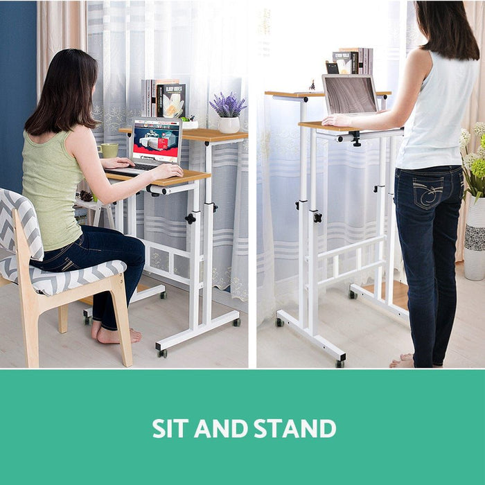 Twin Laptop Table Desk - Light Wood -Home Living Store - -
