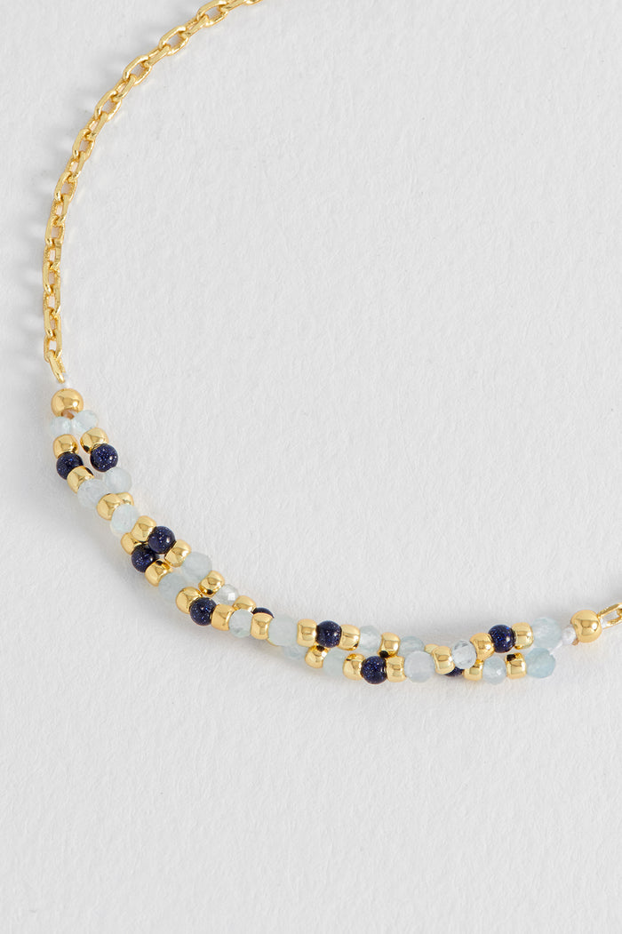 Twisted Blue Gemstone Beaded Bracelet