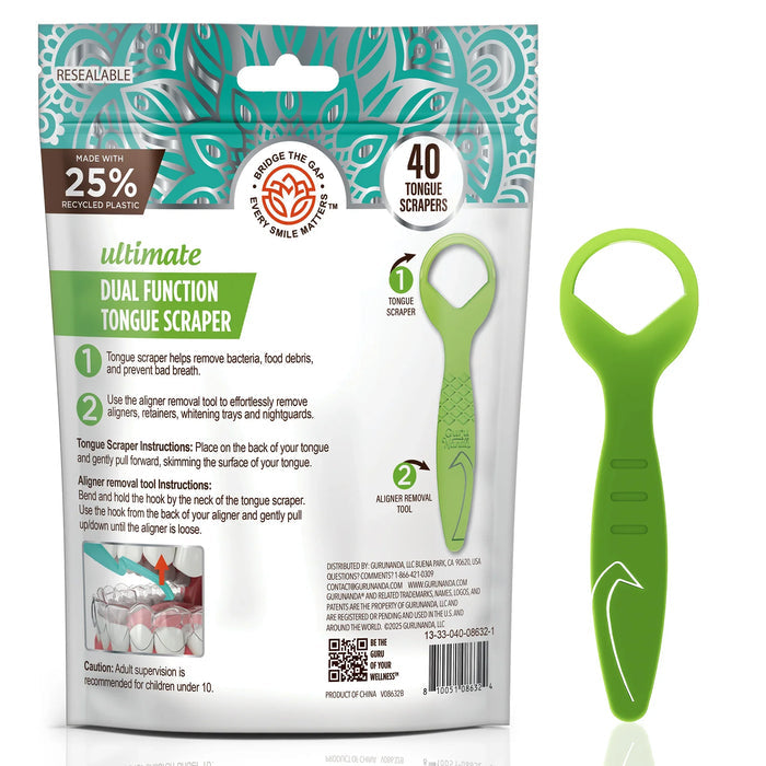 Ultimate Dual Function Tongue Scraper with Aligner Remover – 40 Count