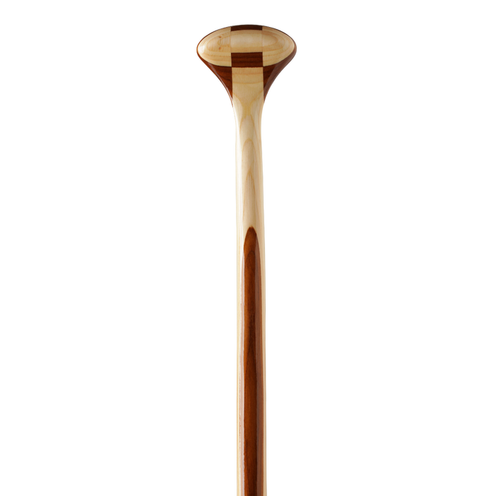 Viper double-bend wooden canoe paddle grip from the front