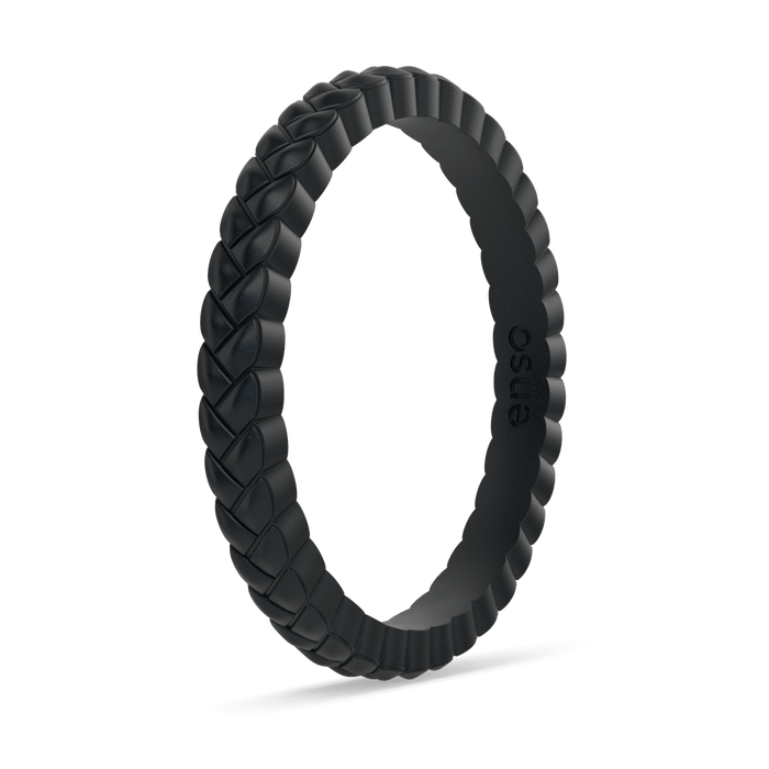 Weave Stackable Silicone Ring - Metallic Black