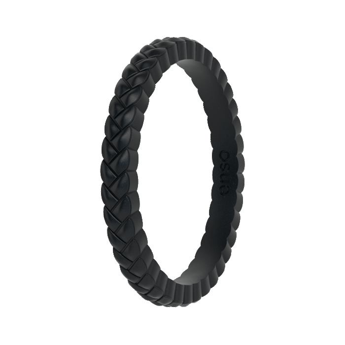 Weave Stackable Silicone Ring - Metallic Black