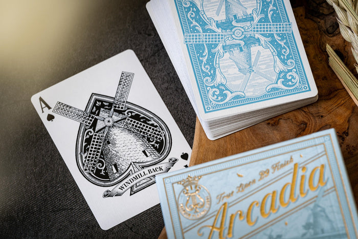 Windmill Back Azure Blue Playing Cards Playing Cards by Arcadia Playing Cards