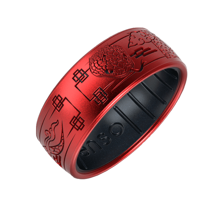 Etched Lunar New Year Silicone Ring - Year of the Snake Ruby